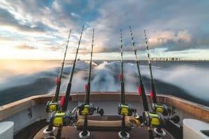 fishing rods in a boat